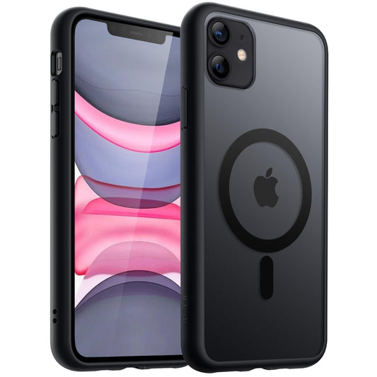 JETech Funda Magnética para iPhone 11 6.1 Pulgadas Compatible con MagSafe, Carcasa Translúcida Mate Trasera Fina Antigolpes (Negro)