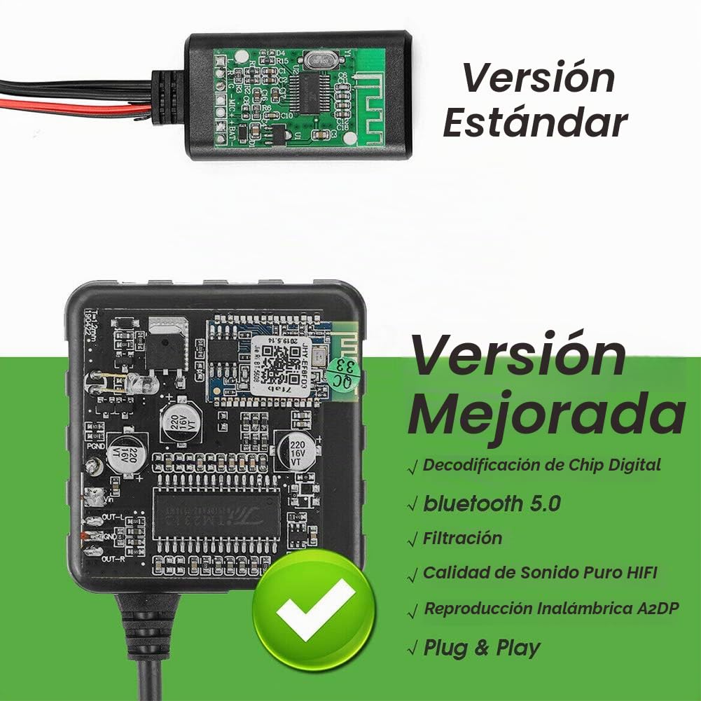 Adaptador Bluetooth AUX Kenwood HiFi Estéreo 13 Pines para Coche