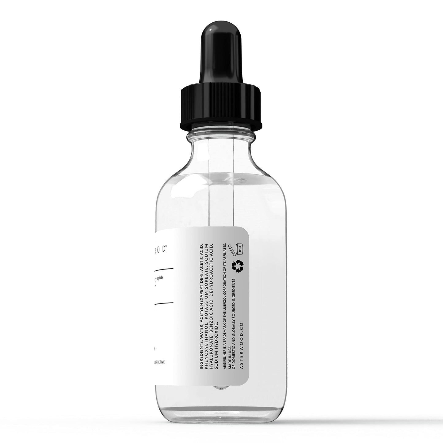 ARGIRELINE Peptide 2 oz Serum with Organic Hyaluronic Acid - Anti Wrinkle, Anti Aging - Genuine Lipotec Argireline - Skin Relaxer - ASTERWOOD NATURALS - Glass Bottle