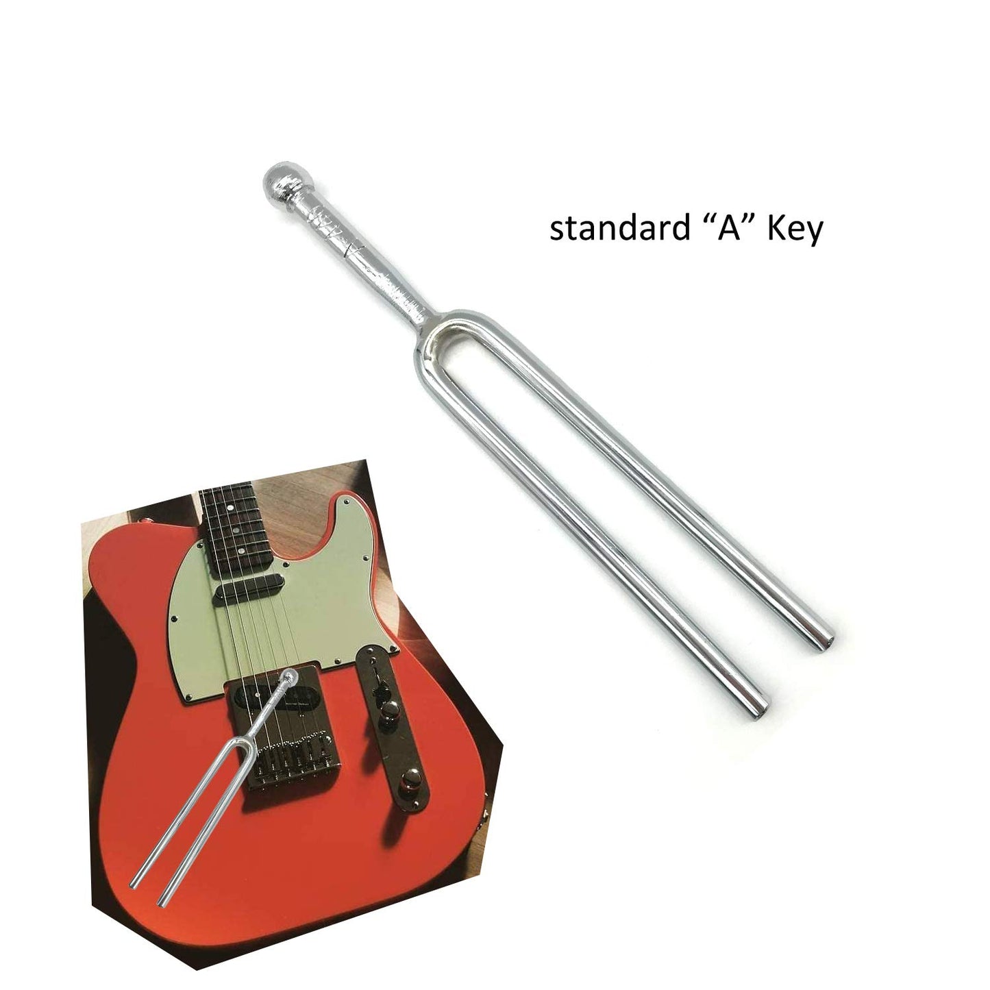 A440 Hz - Tenedor de afinación (A440) estándar a llave para guitarra, bajo, violín, afinador, instrumentos musicales, tenedores de afinación, todo en bolsa de almacenamiento
