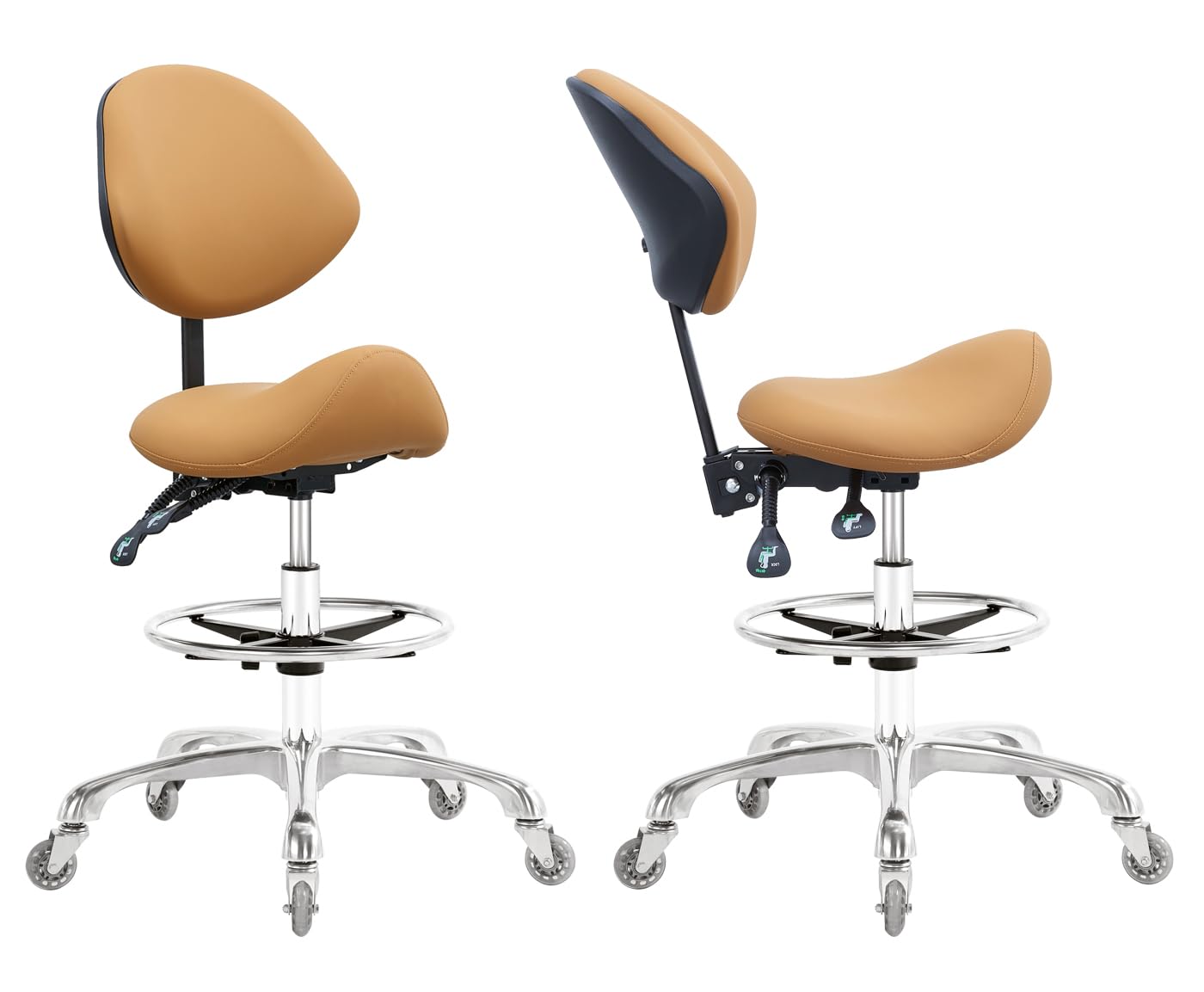 Sillín Nazalus Camello con Reposapiés y Respaldo Ajustable Resistente hasta 350 Libras para Salón, Spa, Belleza, Masaje, Clínica Dental, Oficina y Hogar