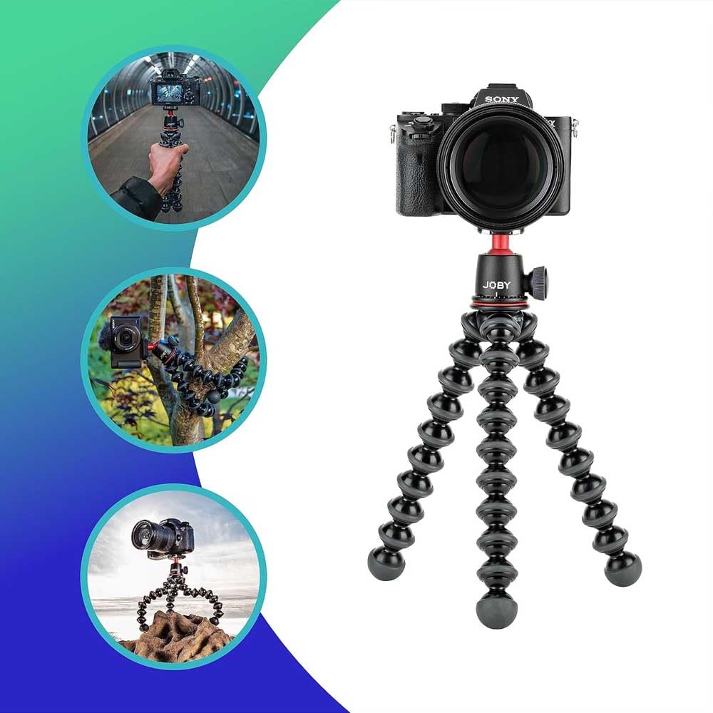 JOBY GorillaPod 3K, trípode compacto 3K soporte y cabeza de bola 3K para cámaras compactas, kit de trípode, trípode de viaje para cámaras, soporta dispositivos de hasta 3 kg, JB91507-BWW, fabricado en