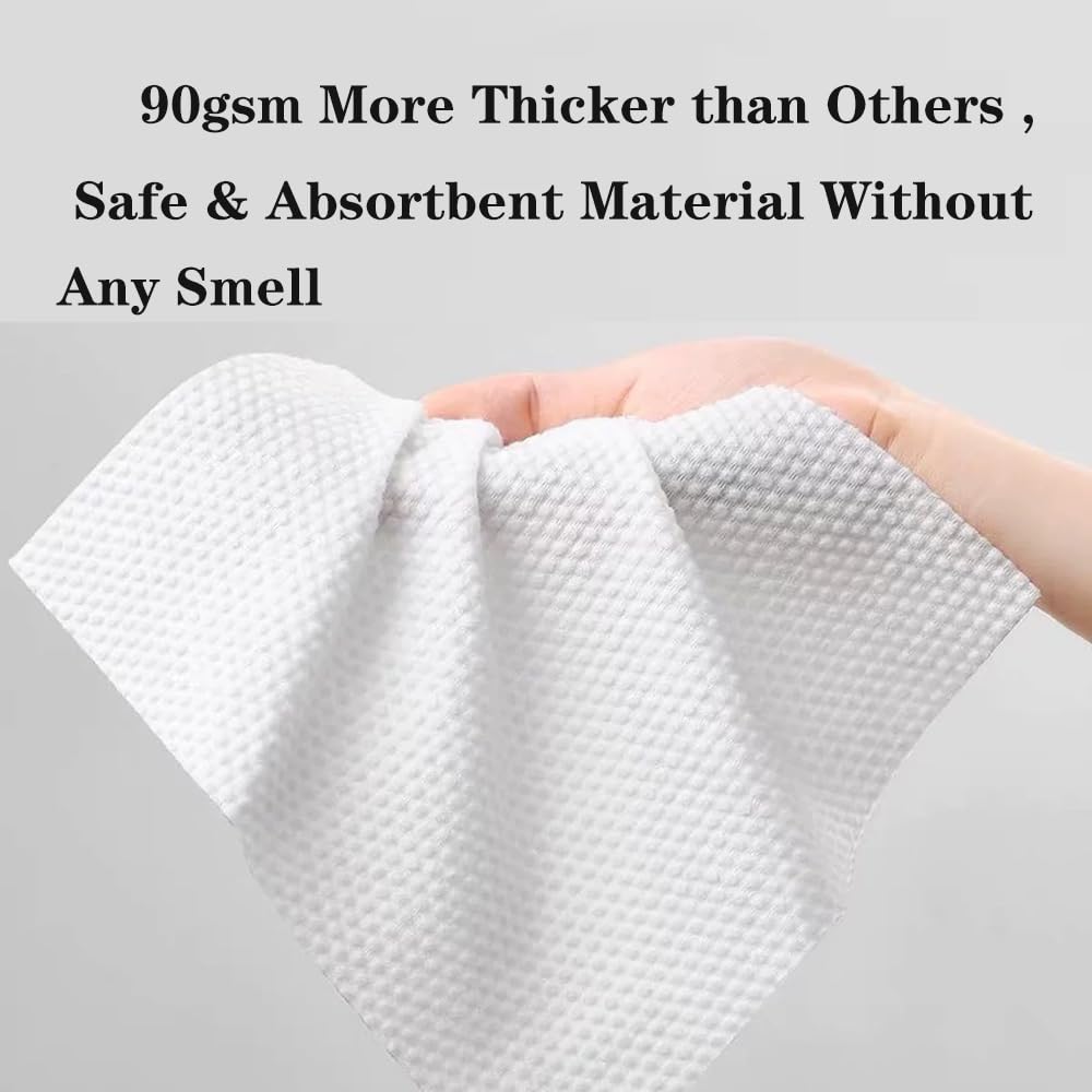 onluckdeer 【Paquete grande】Toallitas faciales desechables, 160 unidades, diseño para colgar, 100% viscosa de base biológica, toallitas faciales ultragruesas, doble textura, toallas faciales de un so