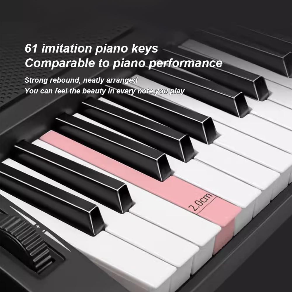 GILLAS Piano Eléctrico con 61 Teclas Estándar, Teclado Electrónico Portátil, Teclado Musical para Principiantes, Teclados Musicales Portátil para Principiantes Niños Estudio, Negro