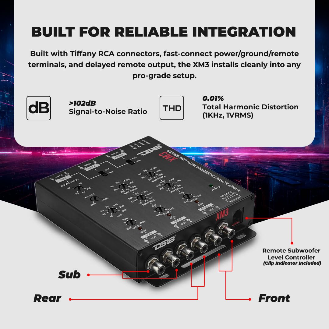 DS18 DS-XM3 Two-to-Three Way Electronic Crossover with Remote Control