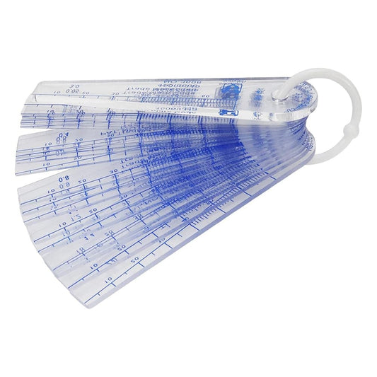 ecaqlin Calibra de Espesores de Plástico, Herramienta Métrica de Medición de Espacios de 0,05 mm A 3 Mm, 21 Hojas