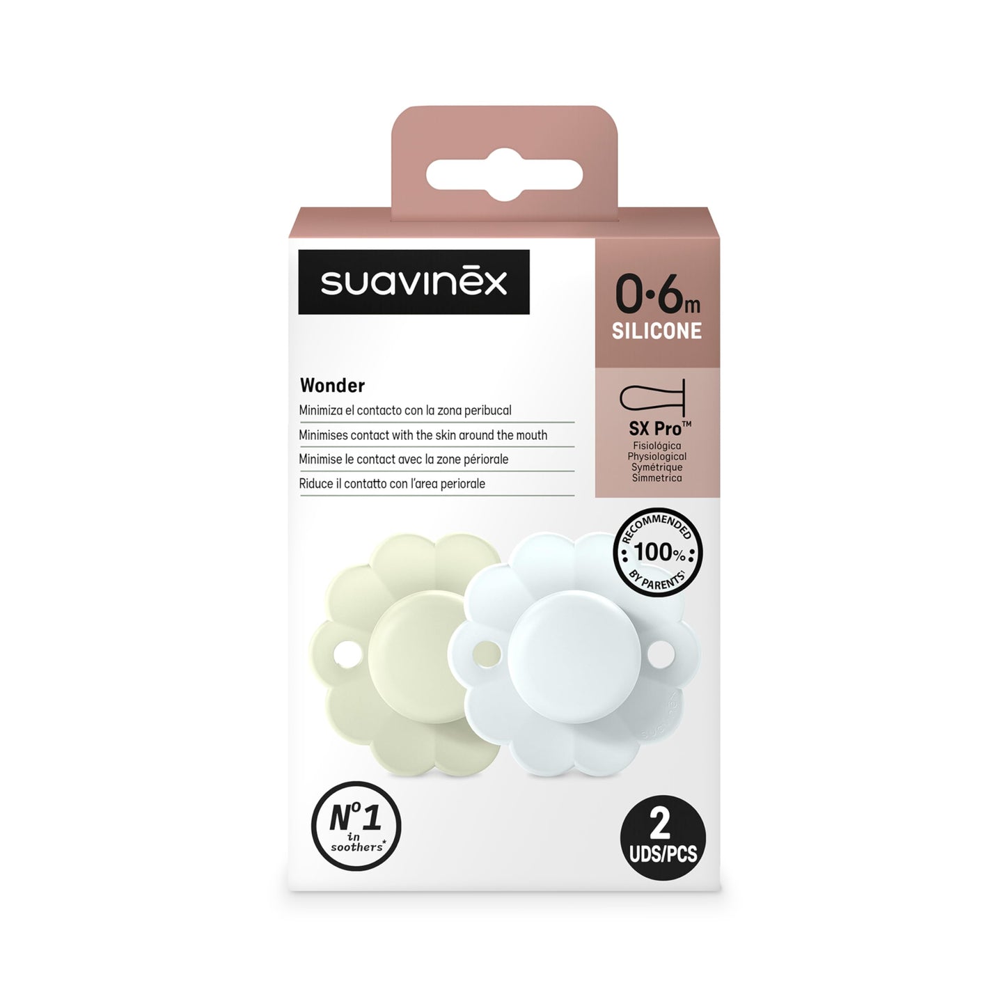 Chupete Silicona Suavinex Azul 0-6 Meses Pack de 2