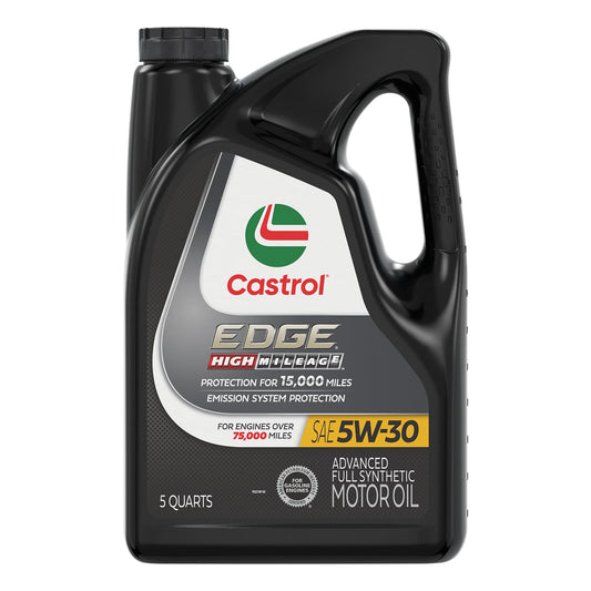 Castrol - Aceite De Motor Sintético 03128C Edge High Mileage Black Ilsac Gf-5, Api Sn, Acea A1/A5, Acea B1/B5 5W30, 5 Cuartos De Galón