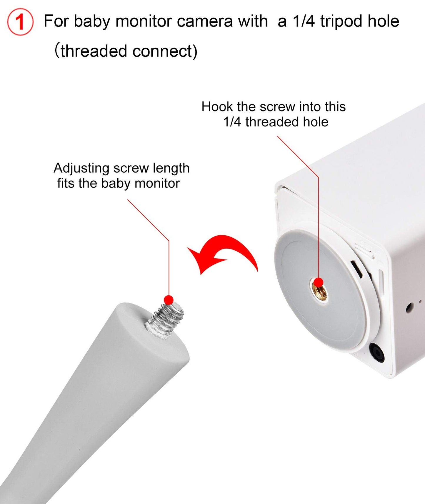 iTODOS Estante para cámara de bebé Compatible con la óptica Infantil DXR 8 y DXR-8 Pro y la mayoría de Otros monitores de bebé, Soporte Universal para cámara de bebé(Blanco)