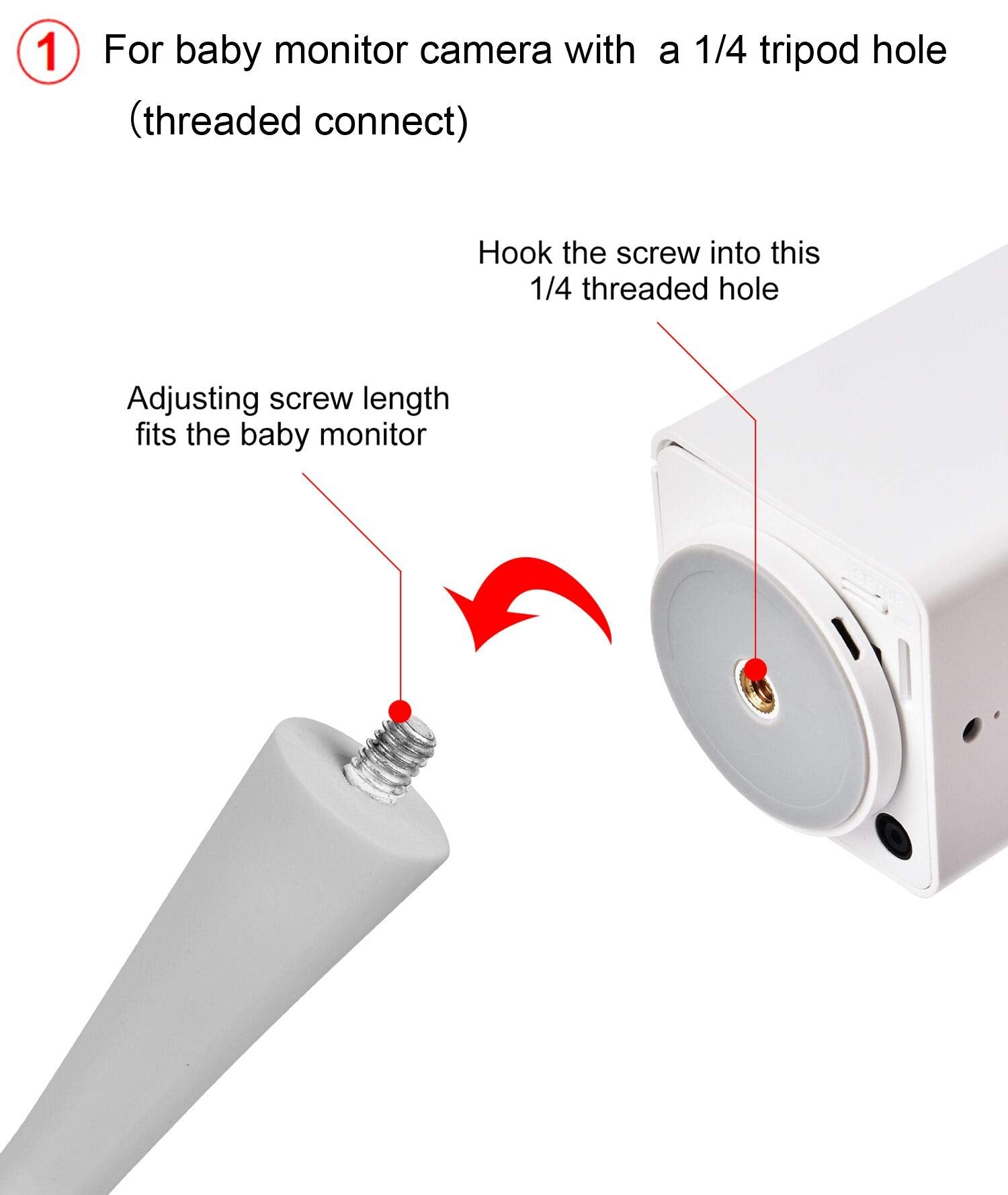 iTODOS Estante para cámara de bebé Compatible con la óptica Infantil DXR 8 y DXR-8 Pro y la mayoría de Otros monitores de bebé, Soporte Universal para cámara de bebé(Blanco)