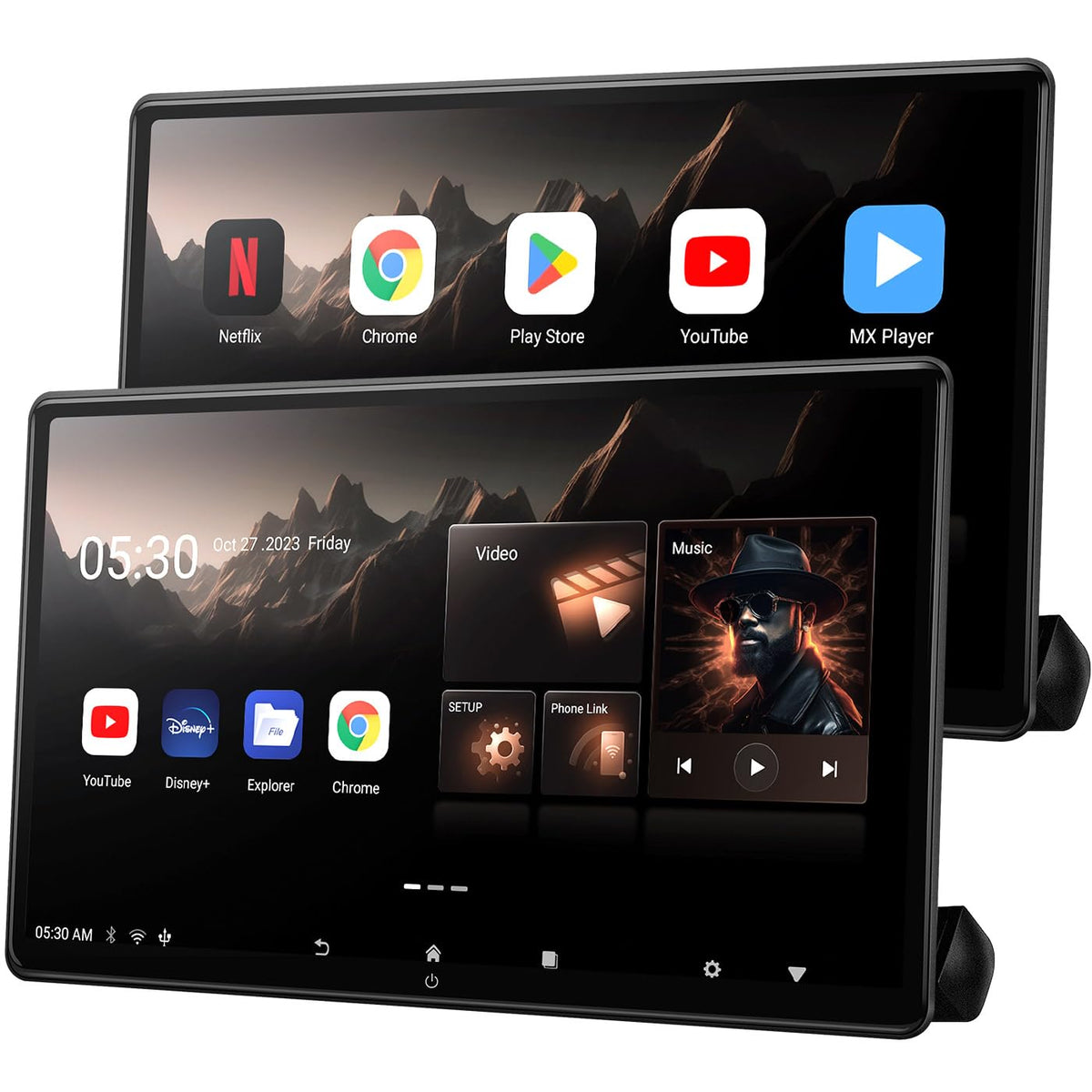 Monitor TV para Coche Android de 15.6 Pulgadas Pantalla Táctil 4K Asientos Traseros Compatible Enlace Inalámbrico de Teléfono