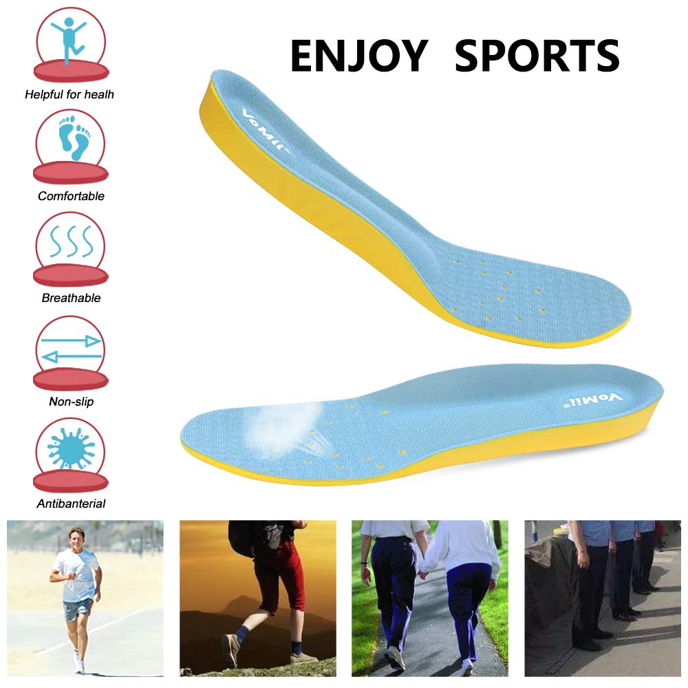 Plantillas VoMii Espuma Viscoelástica Poliuretano para Fascitis Plantar Cómodas y Transpirables para Mujer, Hombre y Niño