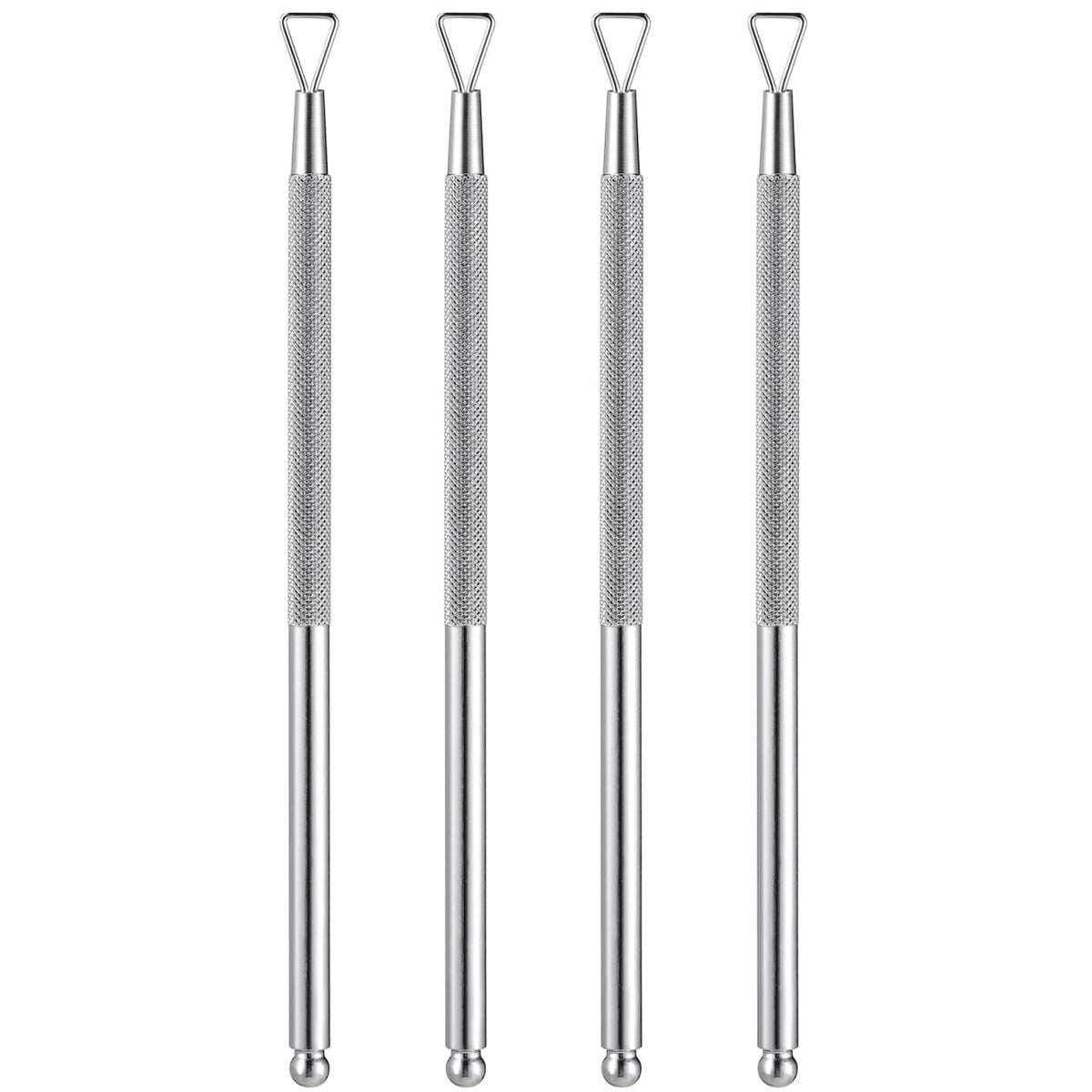 Uonlytech Juego de 4 Herramientas Triangulares para Limpiar Cutículas Y Uñas, con Cuchara Empujadora Triangular, Limpiador de Uñas, Alicate para Cutículas Y Gel Limpiador.
