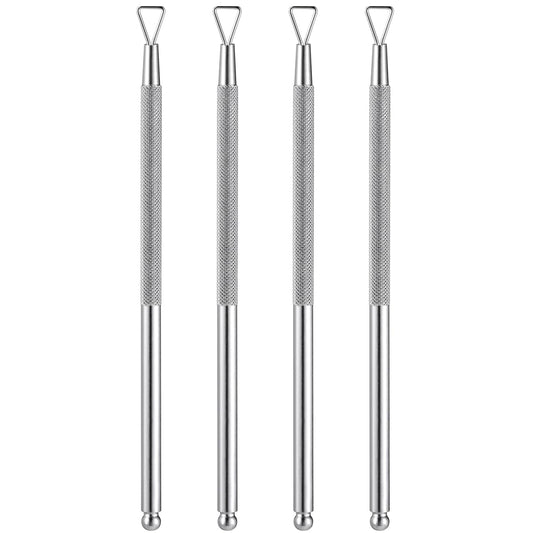 Uonlytech Juego de 4 Herramientas Triangulares para Limpiar Cutículas Y Uñas, con Cuchara Empujadora Triangular, Limpiador de Uñas, Alicate para Cutículas Y Gel Limpiador.