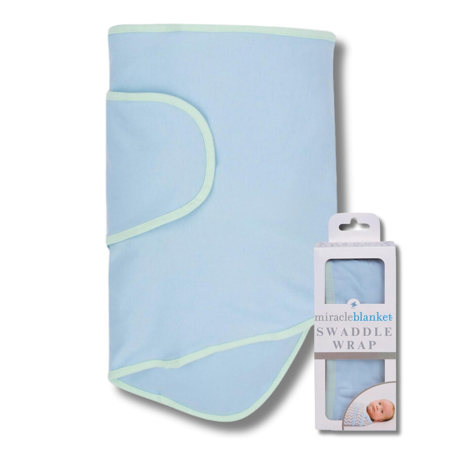 Miracle - Manta para bebé Esencial para recién Nacidos y bebés (Azul con Ribete Verde)