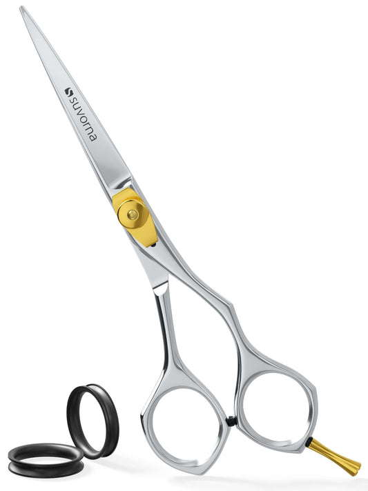 Suvorna Tijeras De Corte De Pelo Profesionales De 6 Pulgadas - Tijeras De Pelo Para Mujeres, Hombres Y Niños - Acero Inoxidable - Color Plateado