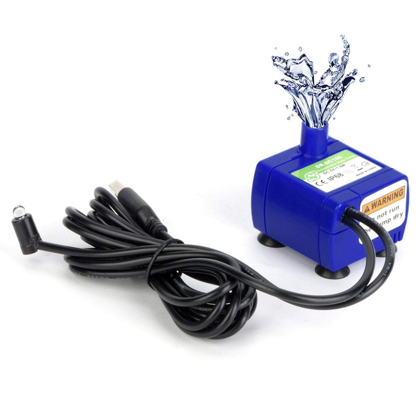 Jeanoko Bomba De Fuente De Agua Para Mascotas, Bomba de fuente de agua para gatos Bomba de agua sumergible para fuente para mascotas con bomba de cable de alimentación LED USB de 5.9 pies Fuente