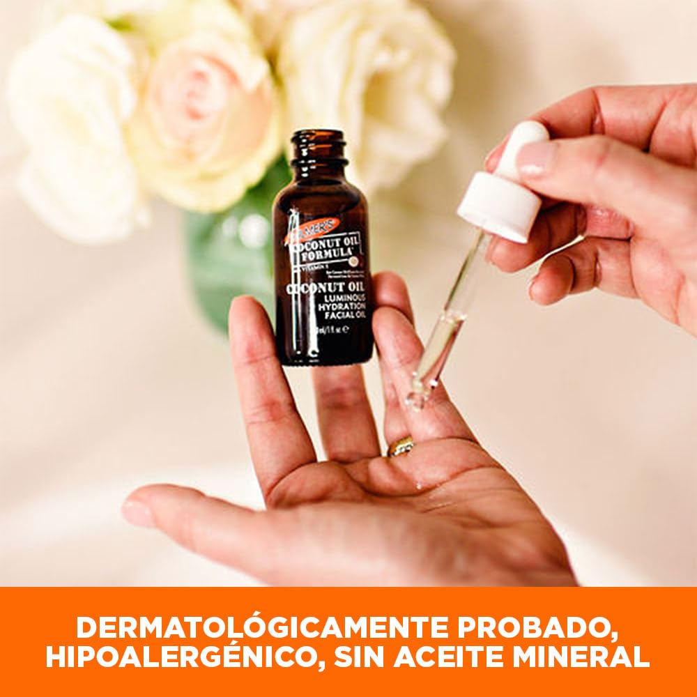 Palmer’s Coconut Oil Formula Aceite Facial de Belleza Coco con 10 Óleos Puros y Preciosos para una piel Radiante e Hidratada, Dermatológicamente Probado, No Comedogénico, 30ml