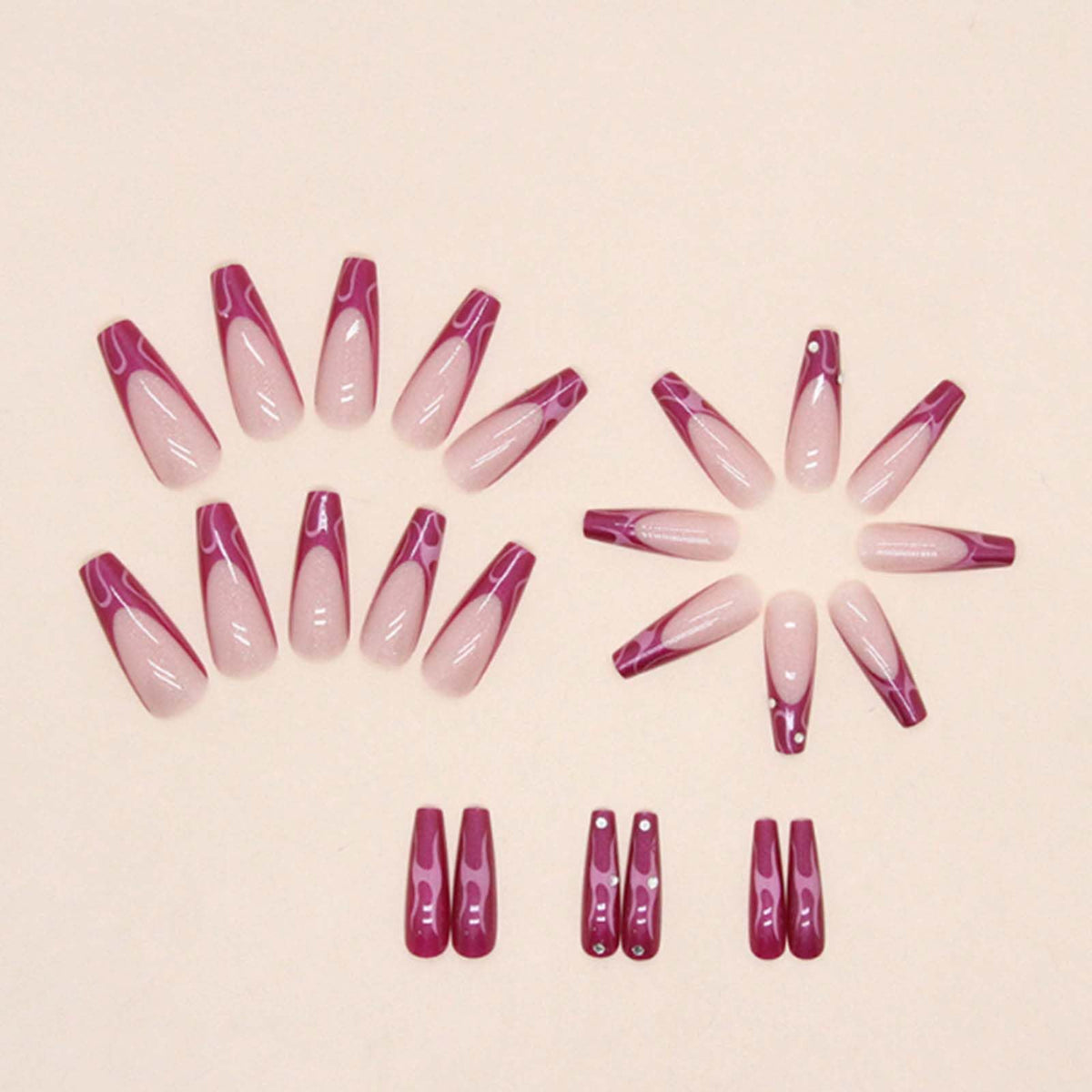 Gifiky Uñas Postizas de Ataúd Largo, Prensa Francesa, Uñas de Galaxia, Consejos Acrílicos Reutilizables, Uñas Postizas para Mujeres y Niñas, 24 Piezas