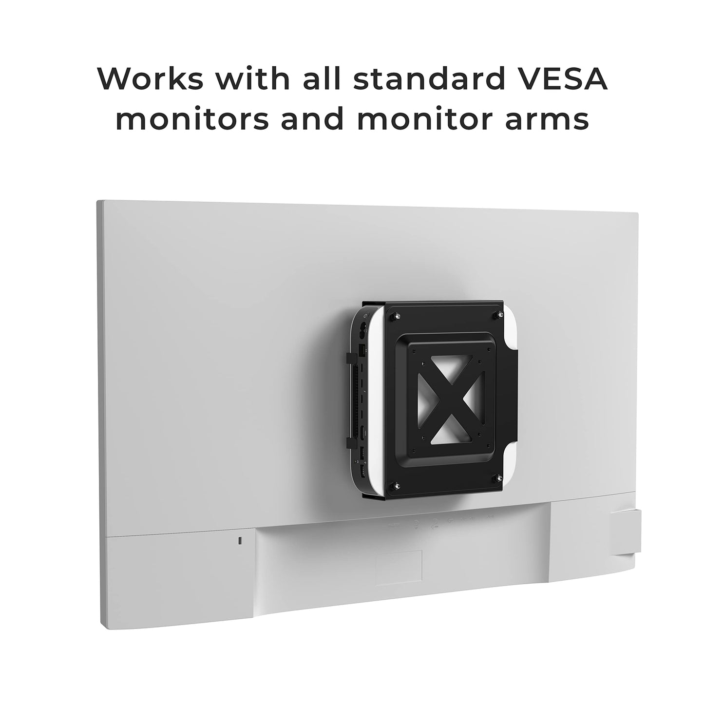 HumanCentric Soporte VESA Dual Compatible Con Mac Mini - Montaje Personalizado Detrás del Monitor Con Brazo y Funda