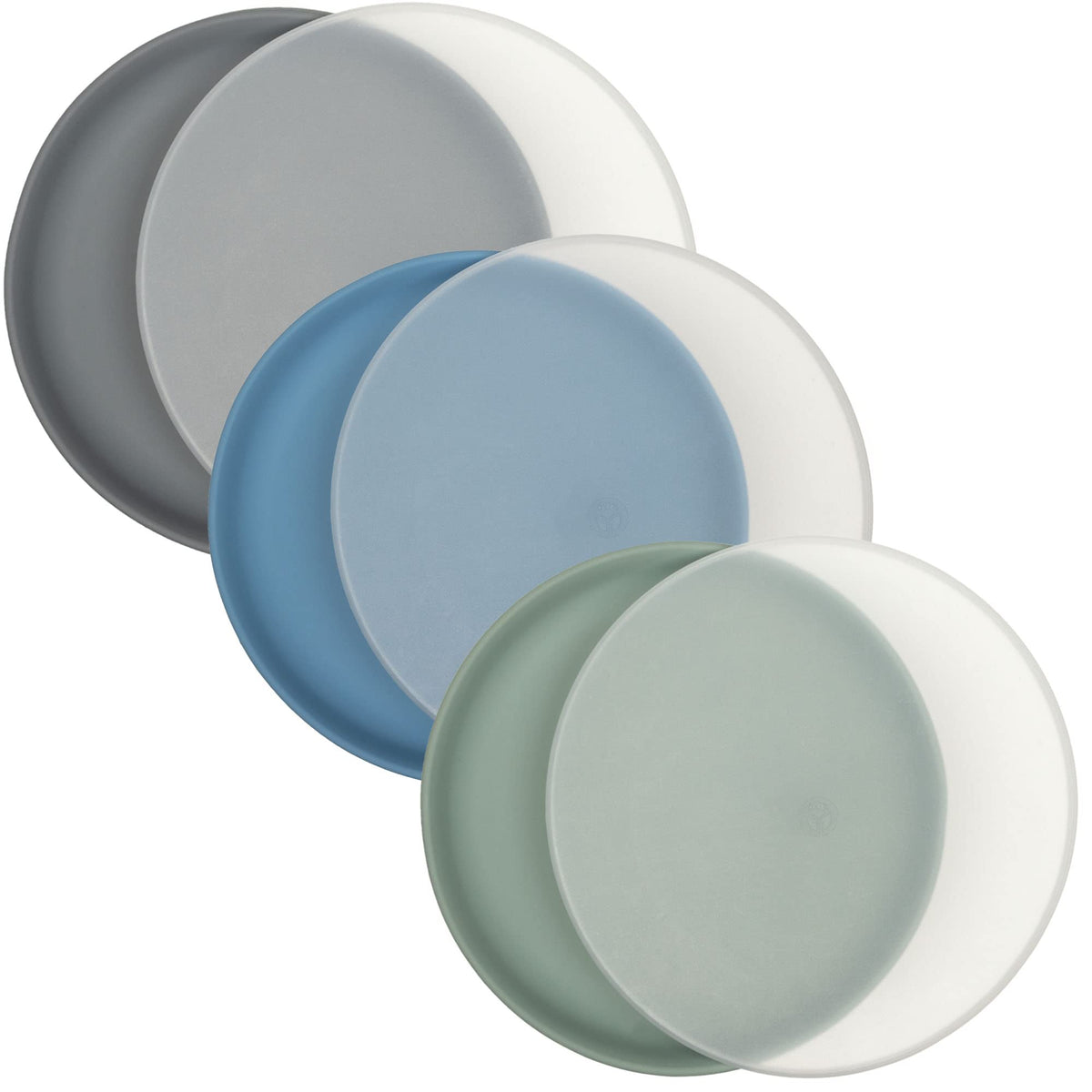 WeeSprout Platos para bebés y niños pequeños con tapas, platos de silicona 100% de grado alimenticio, tapas de plástico duro de alta calidad, diseño irrompible, aptos para microondas y lavaplatos, paquete de 3