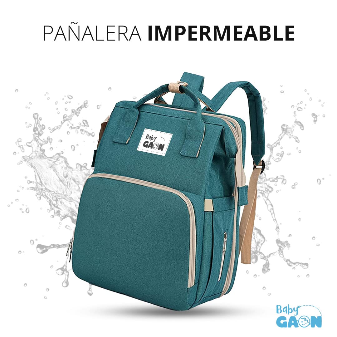 Mochila Moderna Térmica Con Cambiador Pañalera Multifuncional, Bolso Pañales Gran Capacidad, 15 Compartimientos Organizadores Moderna Bolsa de Pañales … (Verde.)-#11001001013101010502#