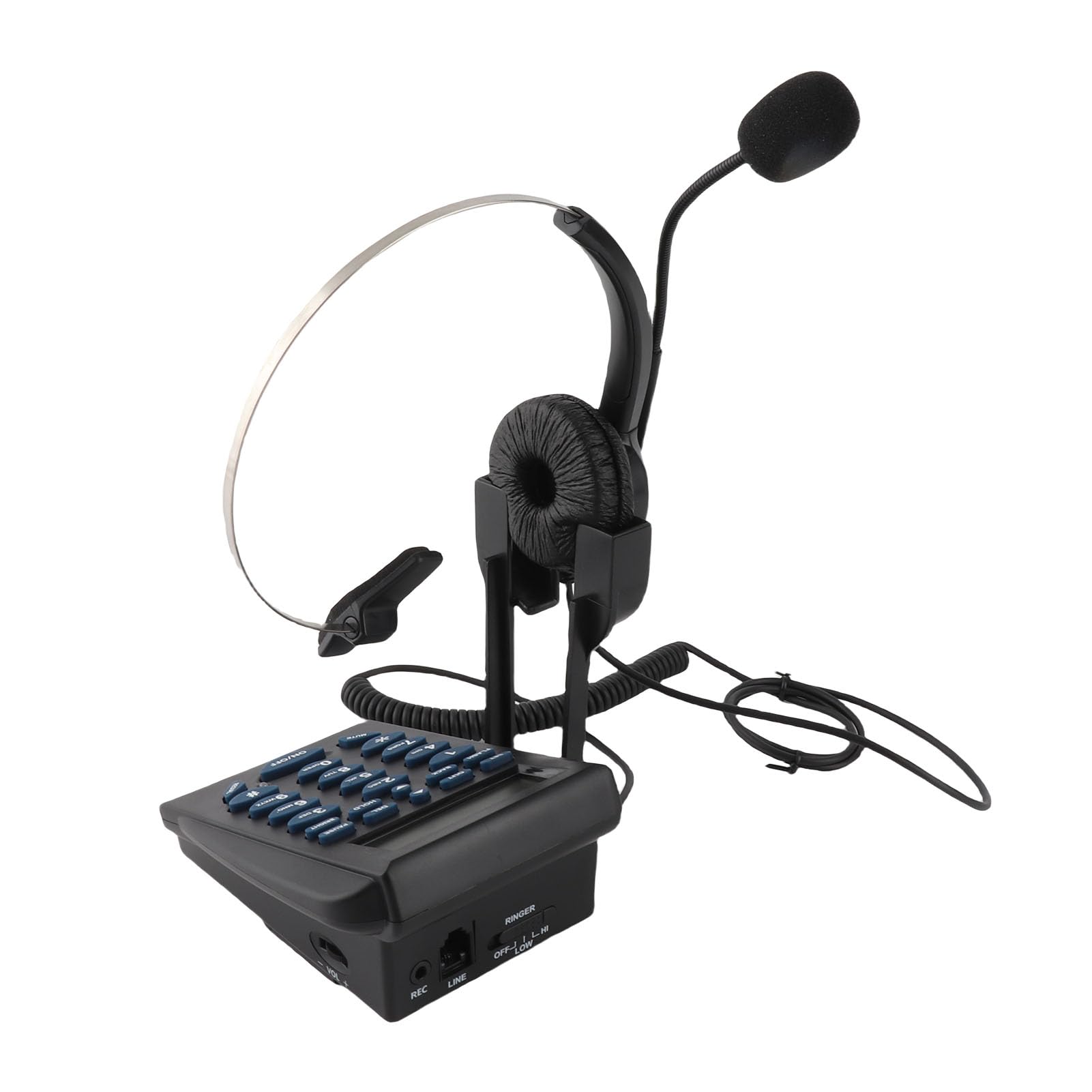 ASHATA Mini FSK/DTMF Business Teléfono Fijo,Centro de Llamadas Teléfono con Auriculares Manos Libres,Call Center Teléfono con Cable Retroiluminación para Oficina,Contestar Automática/Manual