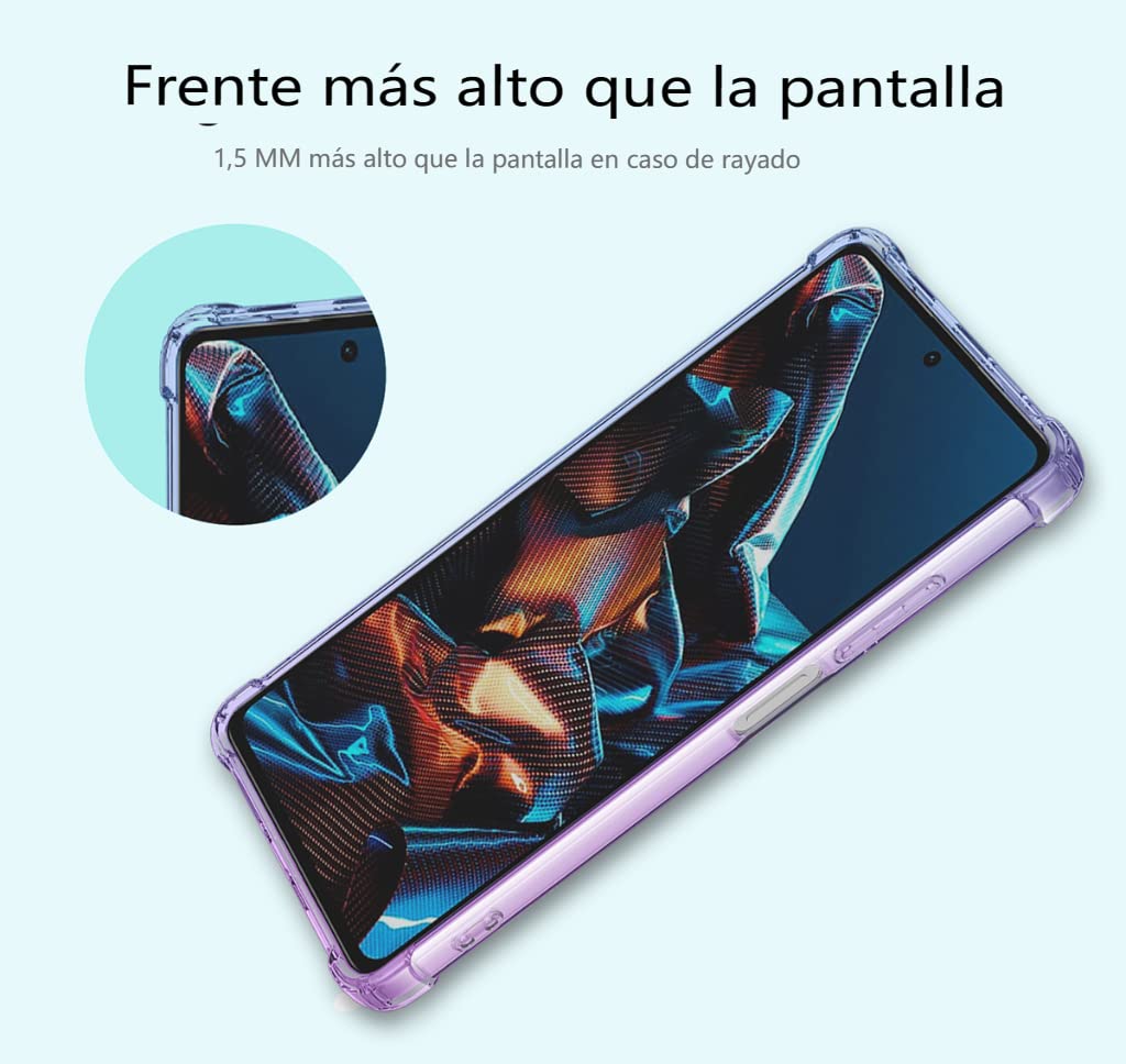 DABUNA Funda para Xiaomi Mi Poco X5 Pro 5G Case Uso Rudo,Transparente Colores Degradados Protectora de Cámara Anticaída Carcasa Bumper(Púrpura Azul)