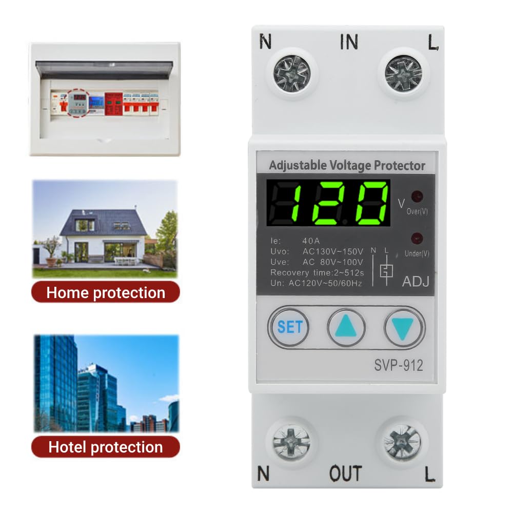 Relé Protector de Voltaje Autorrecuperación Ajustable 120 VCA 40A Digital