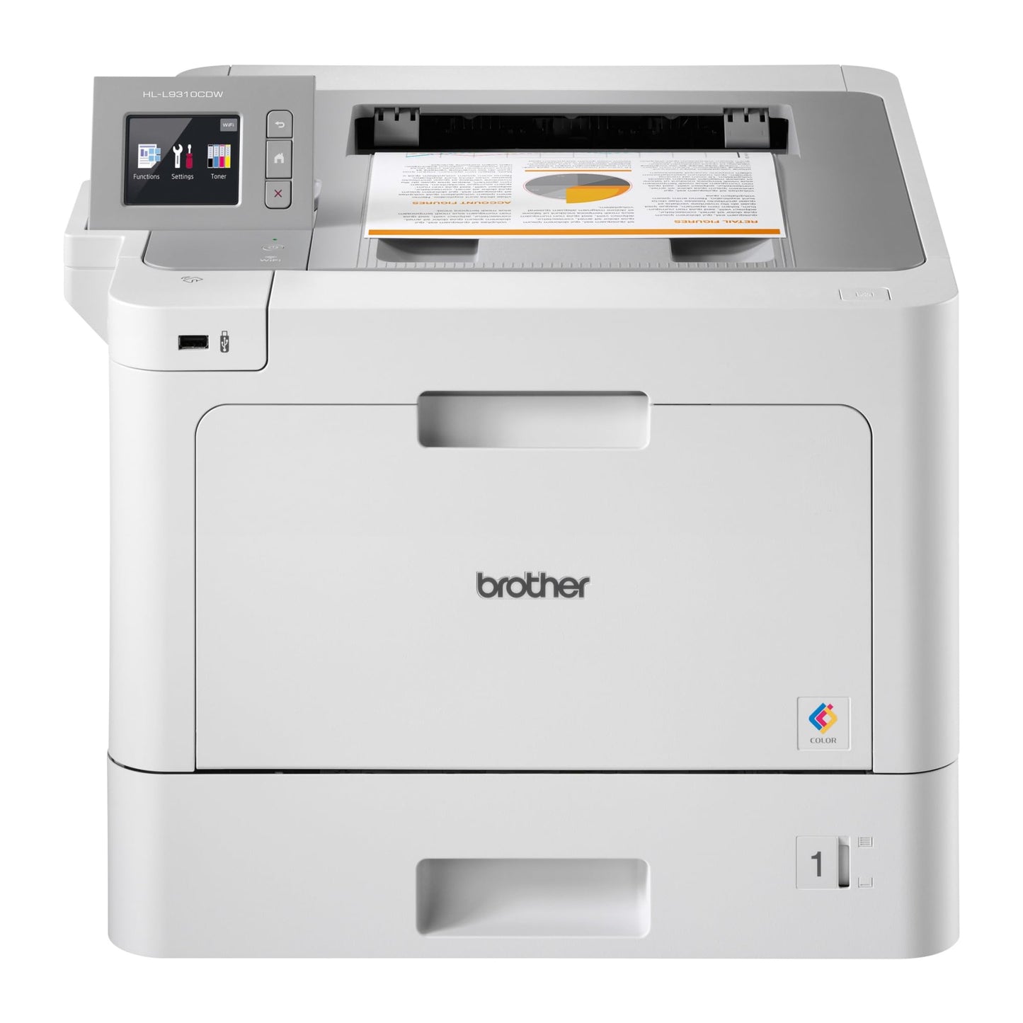 Brother Impresora Multifuncional Laser, 80000 páginas por mes, 2400 x 600 DPI, 1024 MB Inalámbrico Impresoras láser,, (HL-L9310CDW)