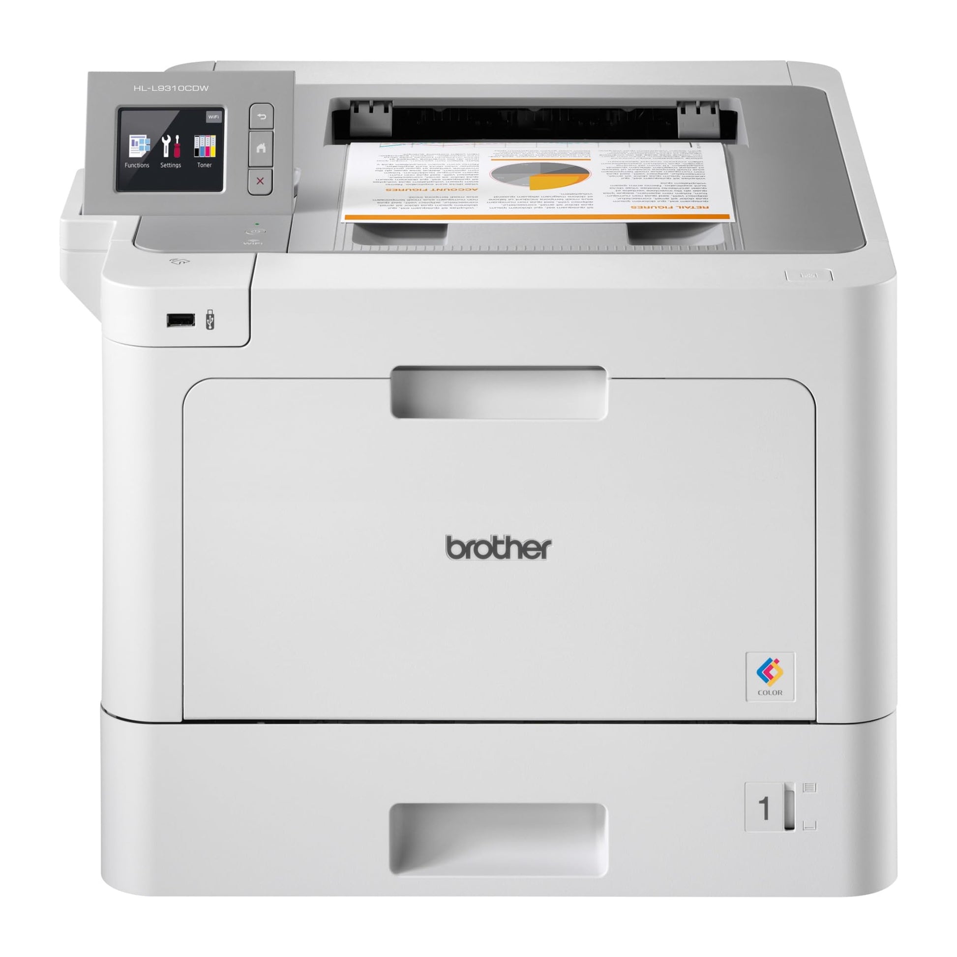 Brother Impresora Multifuncional Laser, 80000 páginas por mes, 2400 x 600 DPI, 1024 MB Inalámbrico Impresoras láser,, (HL-L9310CDW)