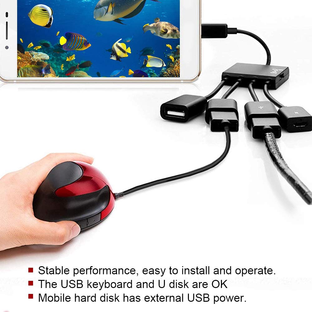 Dioche Adaptador USB HUB con alimentación, Micro USB HUB OTG Cargador de energía Cable Host Cable Lector Tarjetas Convertidor Adaptador para TV Stick