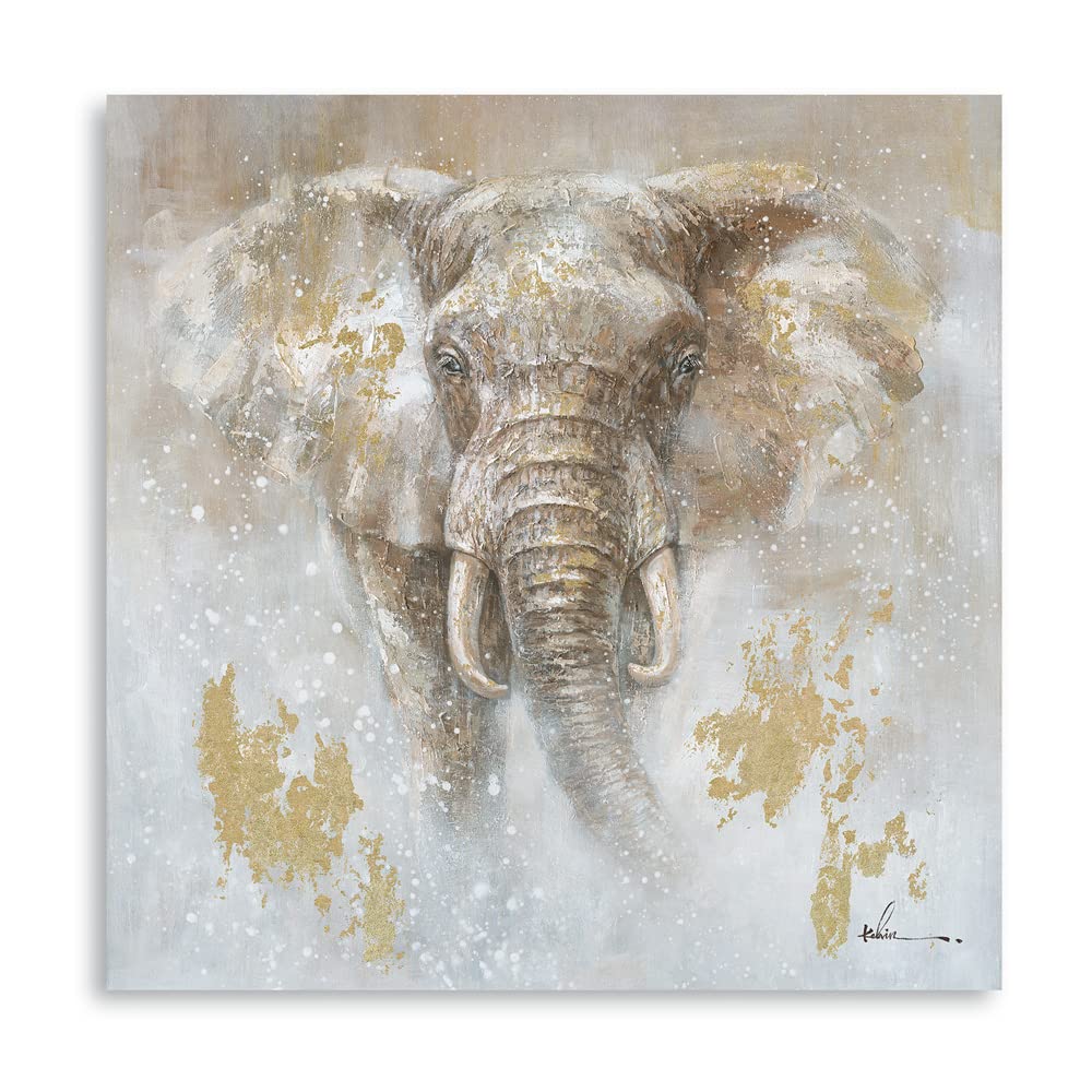 lona decorativo de pared con diseño de elefante para habitación de niños, guardería, decoración de pared (panel de 24 x 24 x 1 panel, hoja dorada)