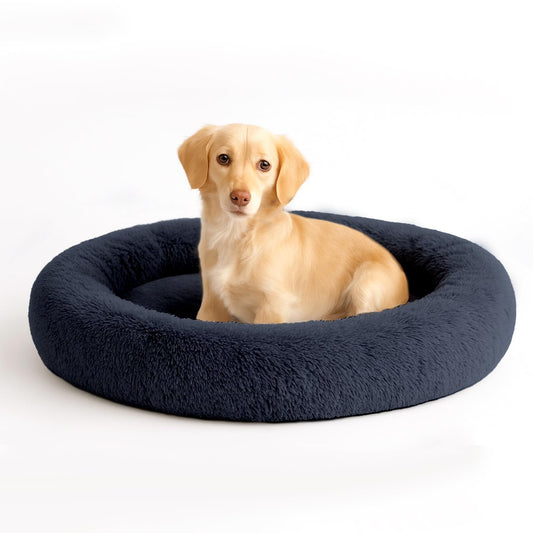 Cama para Mascotas PET TO BED Dark Grey Redonda Antiestrés Pequeña Afelpada Cómoda