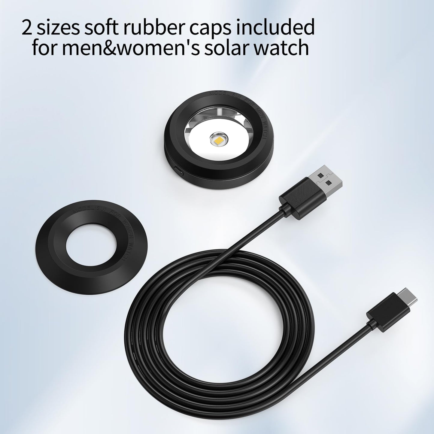 Reloj solar con cargador rápido, base de metal, 9 horas de apagado, disipación de calor rápida, cargador portátil de energía solar, adecuado para Casio/Citizen/Seiko/Garmin Rounkin (negro)