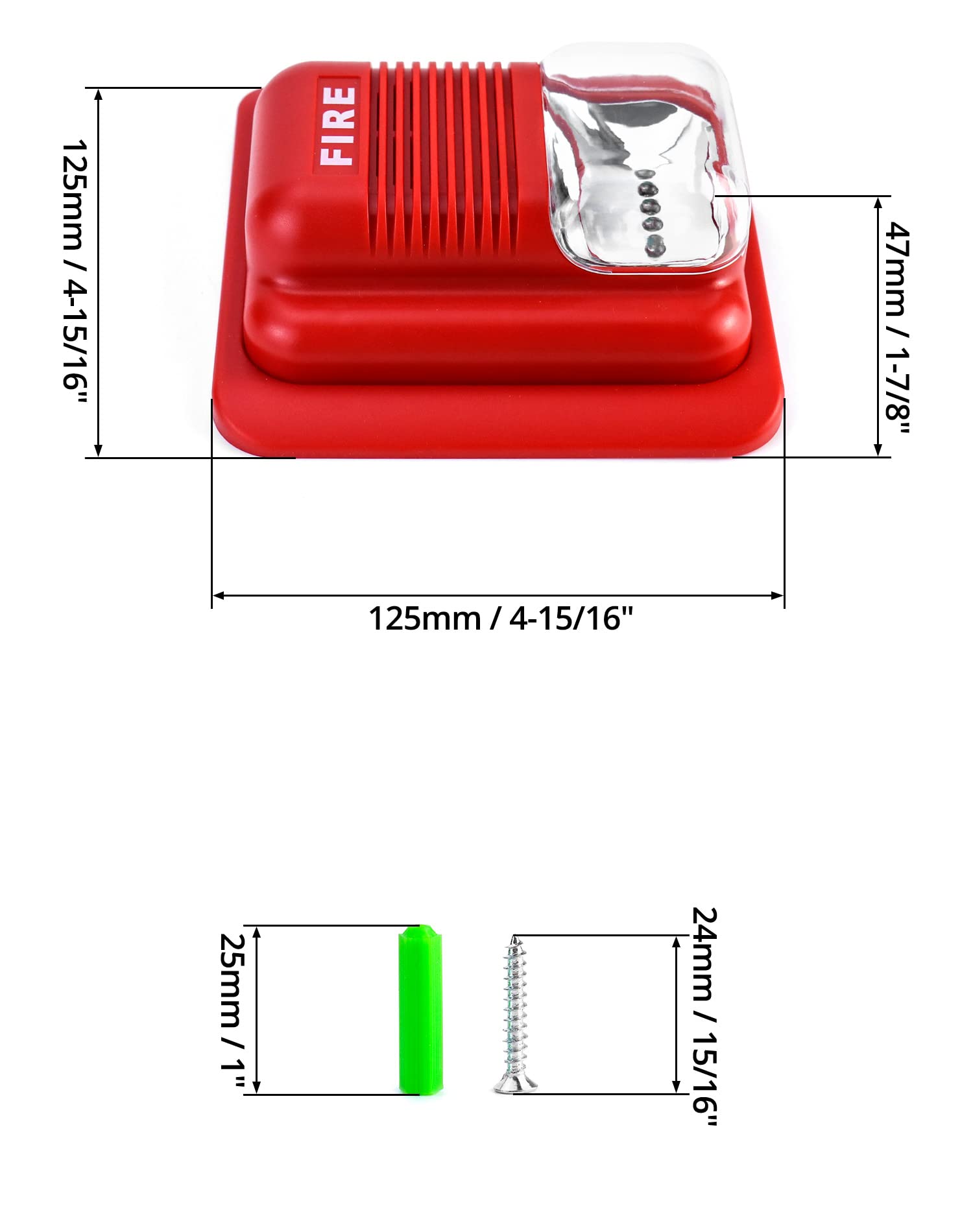 Alarma Contra Incendios QWORK Roja Paquete de 4 con Luz y Sonido Para Sistema de Seguridad