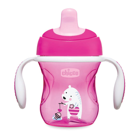 CHICCO, Vaso Entrenador con Boquilla Blanda, 6m+, Color Rosa,