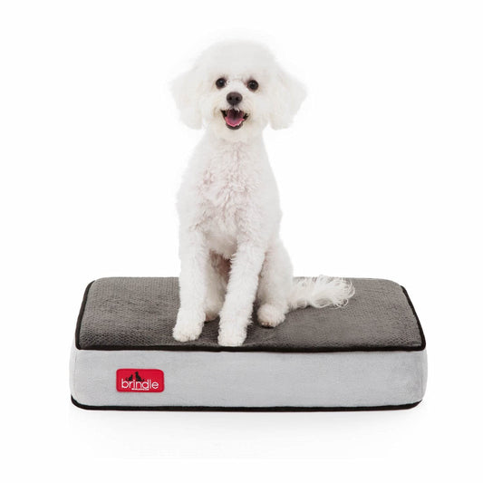 Brindle Cama para Perro ortopédica de Memory Foam de 10 cm Cubierta de velvetón extraíble con Lino Impermeable, tamaño Chico, Color Negro/carbón, 56 x 41 cm