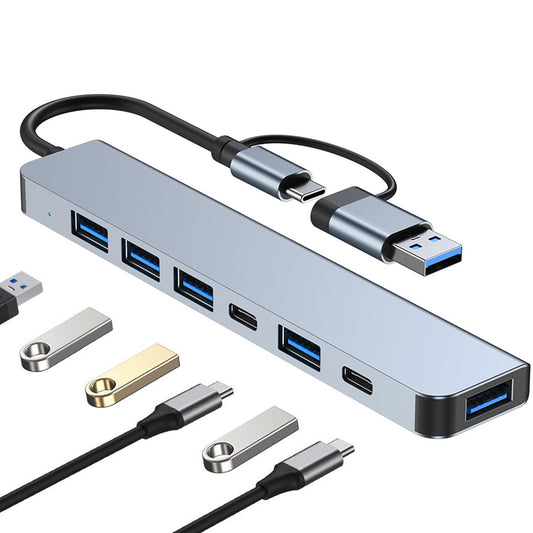 Hub USB C 3.0 7 en1, Adaptador USB a Tipo C Multipuerto con 1 Puerto USB 3.0, 4 Puertos USB 2.0, 2 Puerto Tipo C, Adaptador para MacBook Air/Pro iPad y Más Dispositivos PC/Laptop/Tablet