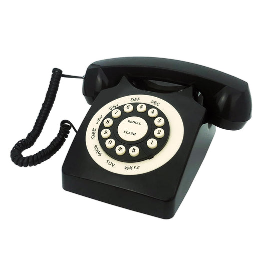 TelPal Teléfono Fijo, Retro, Vintage, Teléfono Antiguo para el Hogar y la Oficina, Teléfono de Línea para el Hogar, Regalo para Personas Mayores (negro)