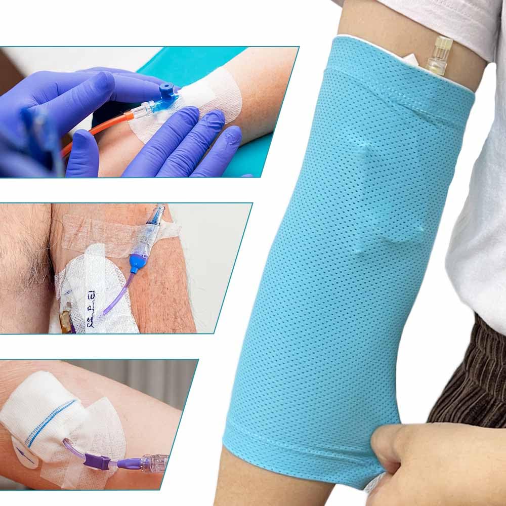PICC - Funda protectora para lactancia PICC para niños adultos, ultra suave, cómodo, peso: 39,9-95,3 kg (azul, L)