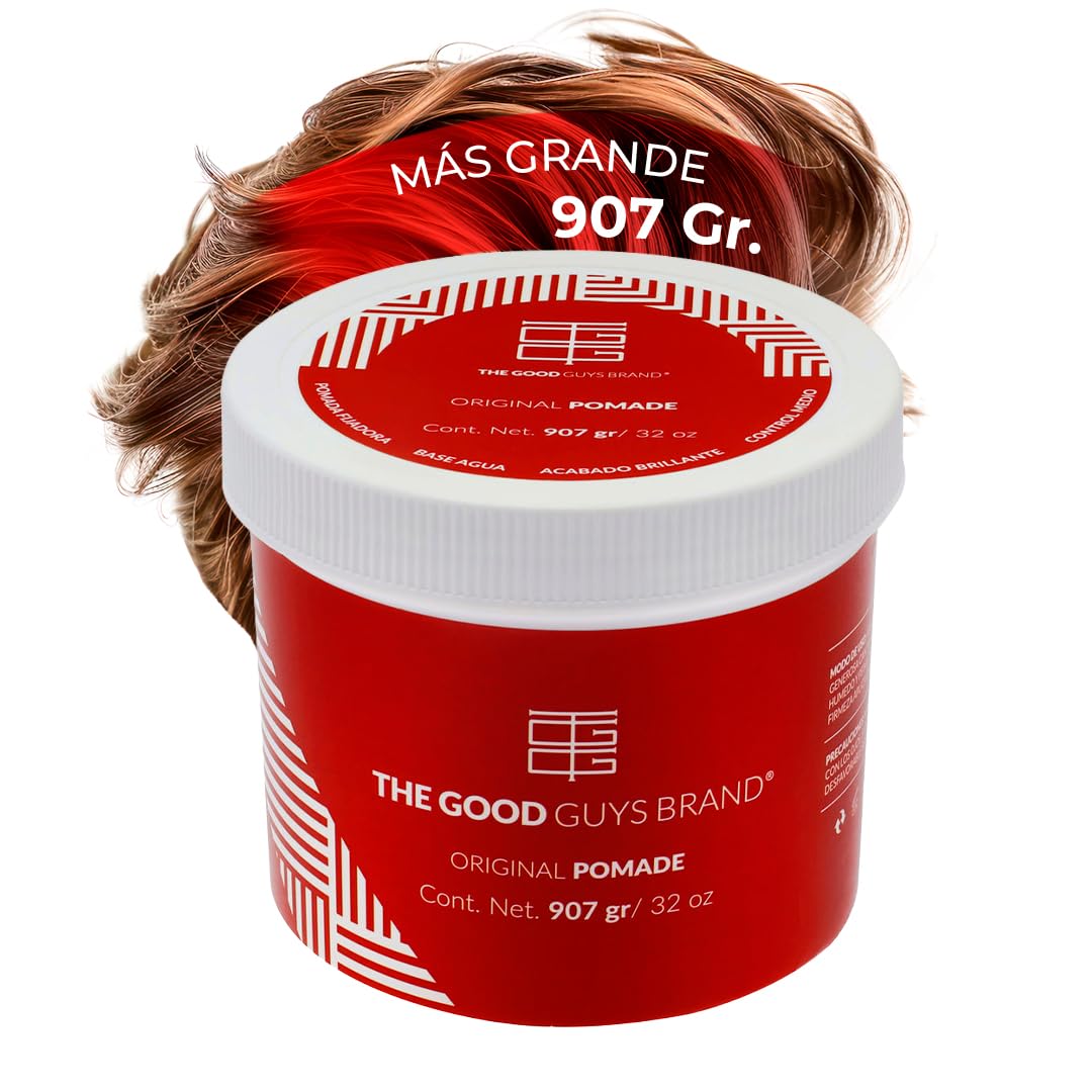 Cera para Cabello Hombre | Original Pomade Fijación Media | Aspecto Brillante y Saludable | Pomada para Cabello Hombre Sin Químicos Agresivos | Productos para el Cabello | THE GOOD GUYS BRAND (907gr)