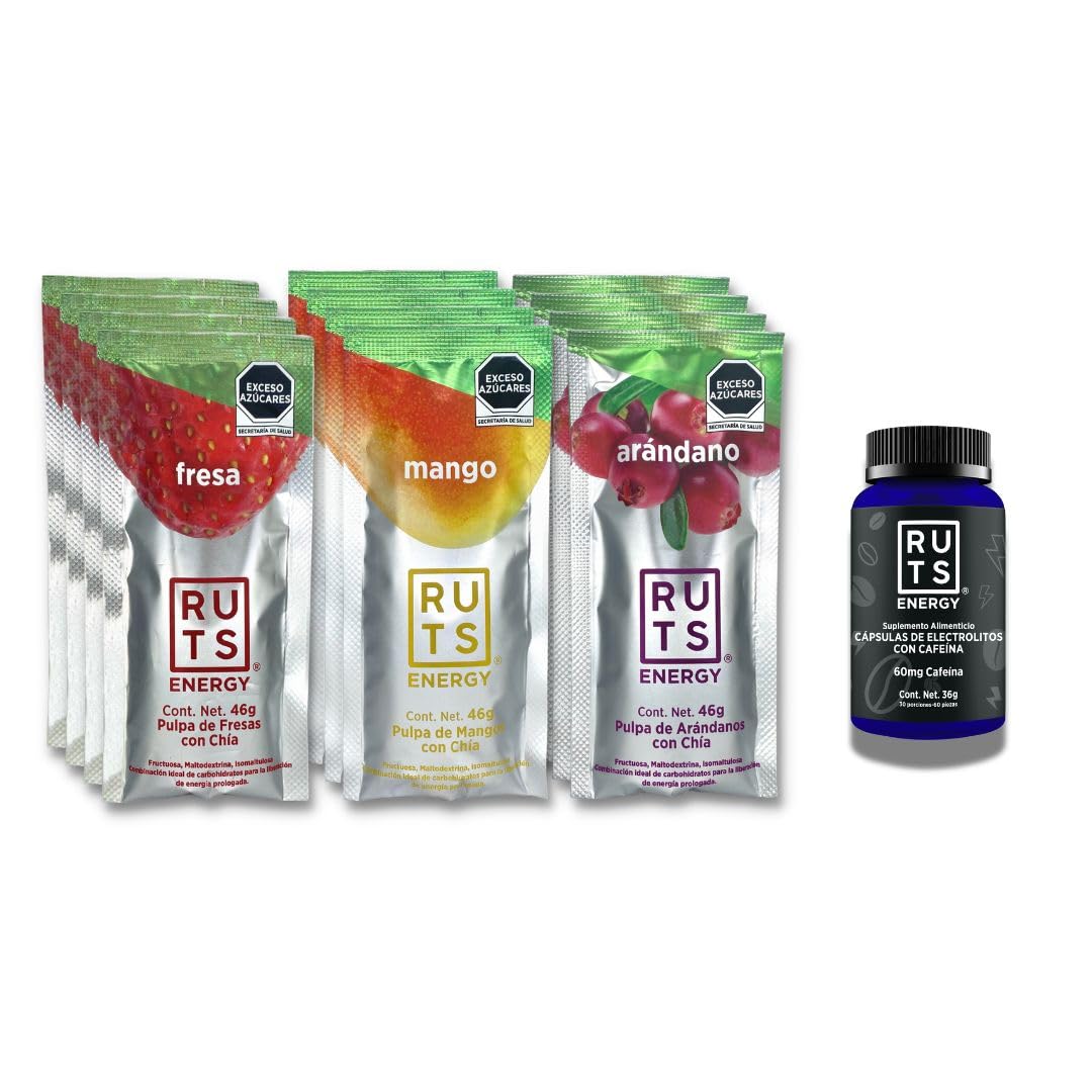 Suplemento de Energía RUTS Cápsulas Electrolitos 60 mg Cafeína + Gel Mix 46 g C/U