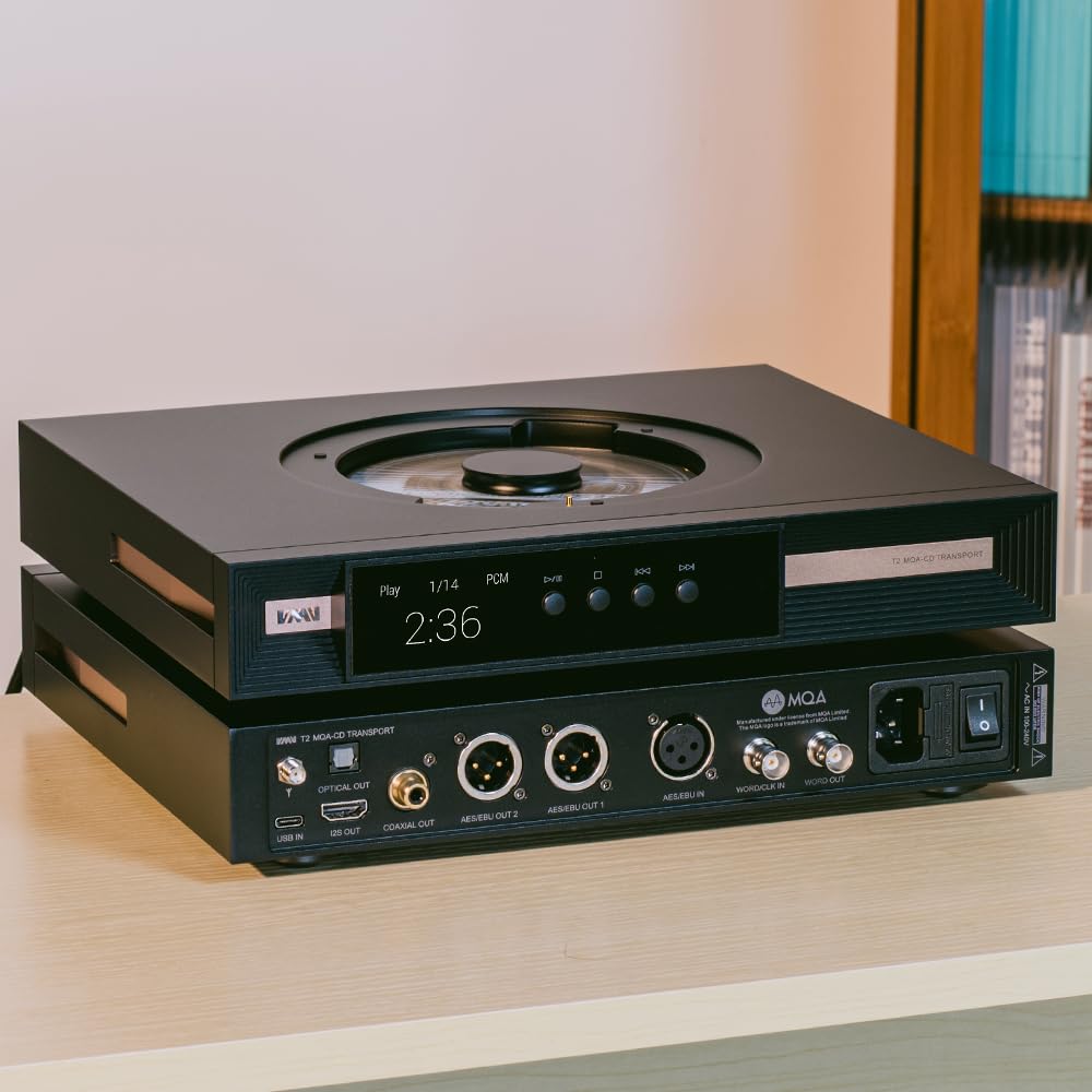 SMSL VMV T2 - Reproductor de CD de alta resolución con CD, USB, Bluetooth, sincronización de reloj (negro)