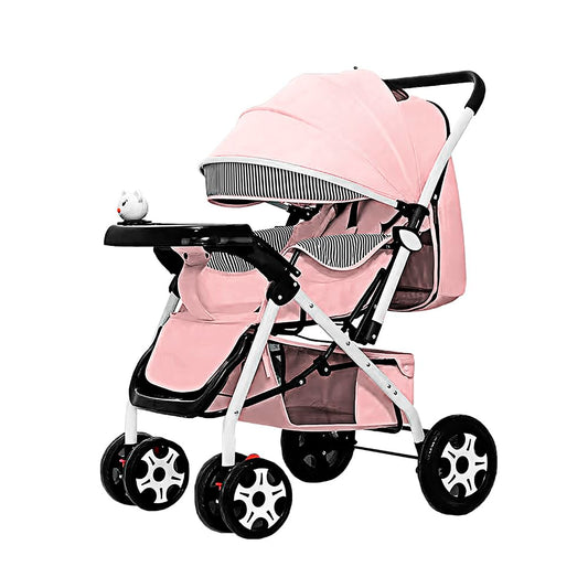 Carriola De Bebé Plegable Rosa Canasta De Almacenamiento Mango Reversible Respaldo ajustable Arnes De Seguridad De 5 Puntos Bandeja De Comida Y Musica Marca Cokibu