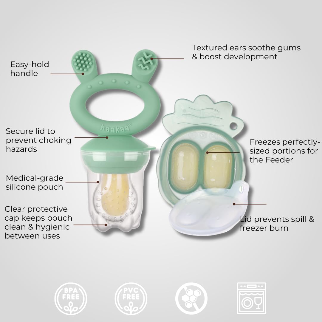 Haakaa Mini Combo alimentador para bebé para introducir nuevos sabores + bandeja para congelar de silicon sin BPA