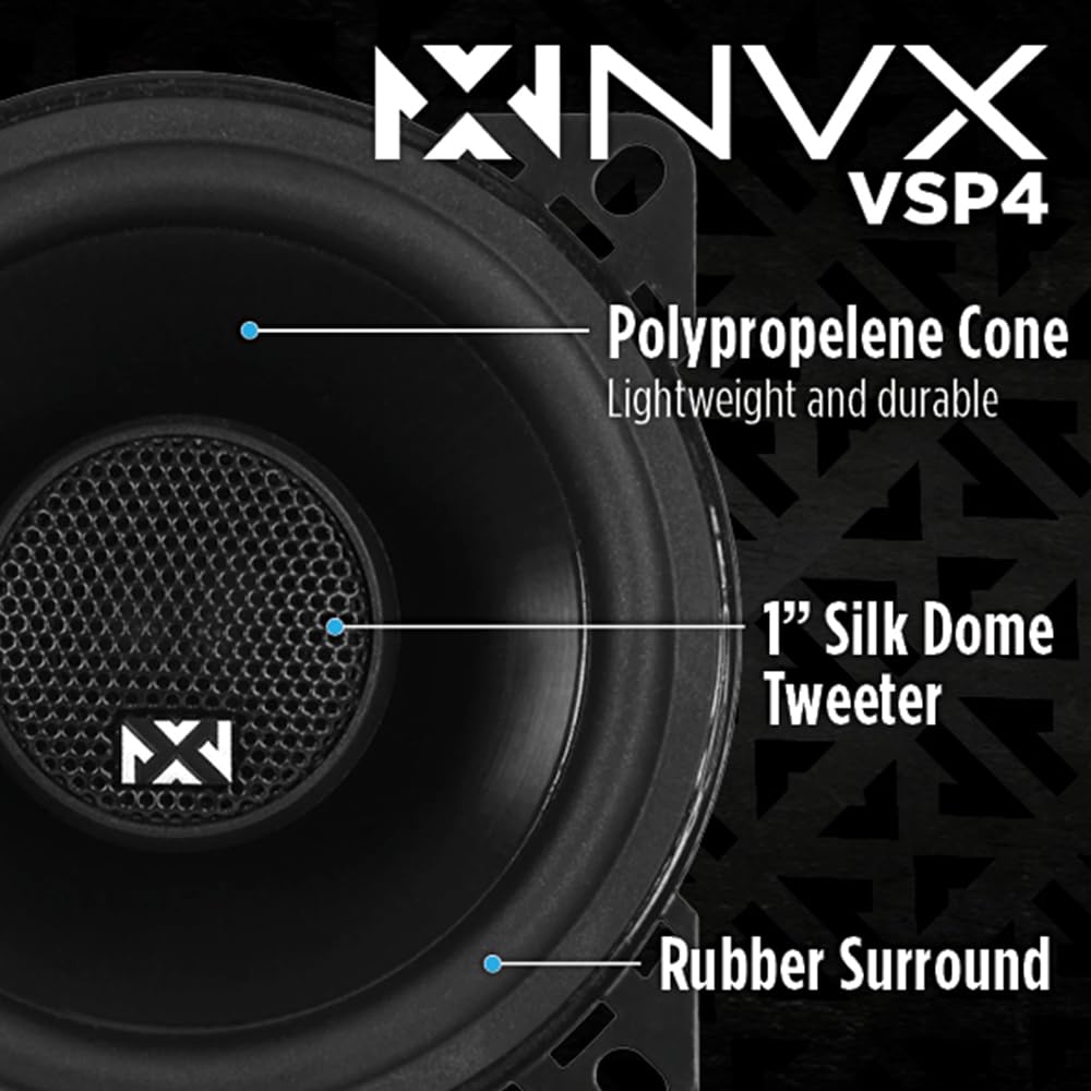 Bocinas Coaxiales para Coche NVX 4 Inch Negro con Tweeters de Domo de Seda
