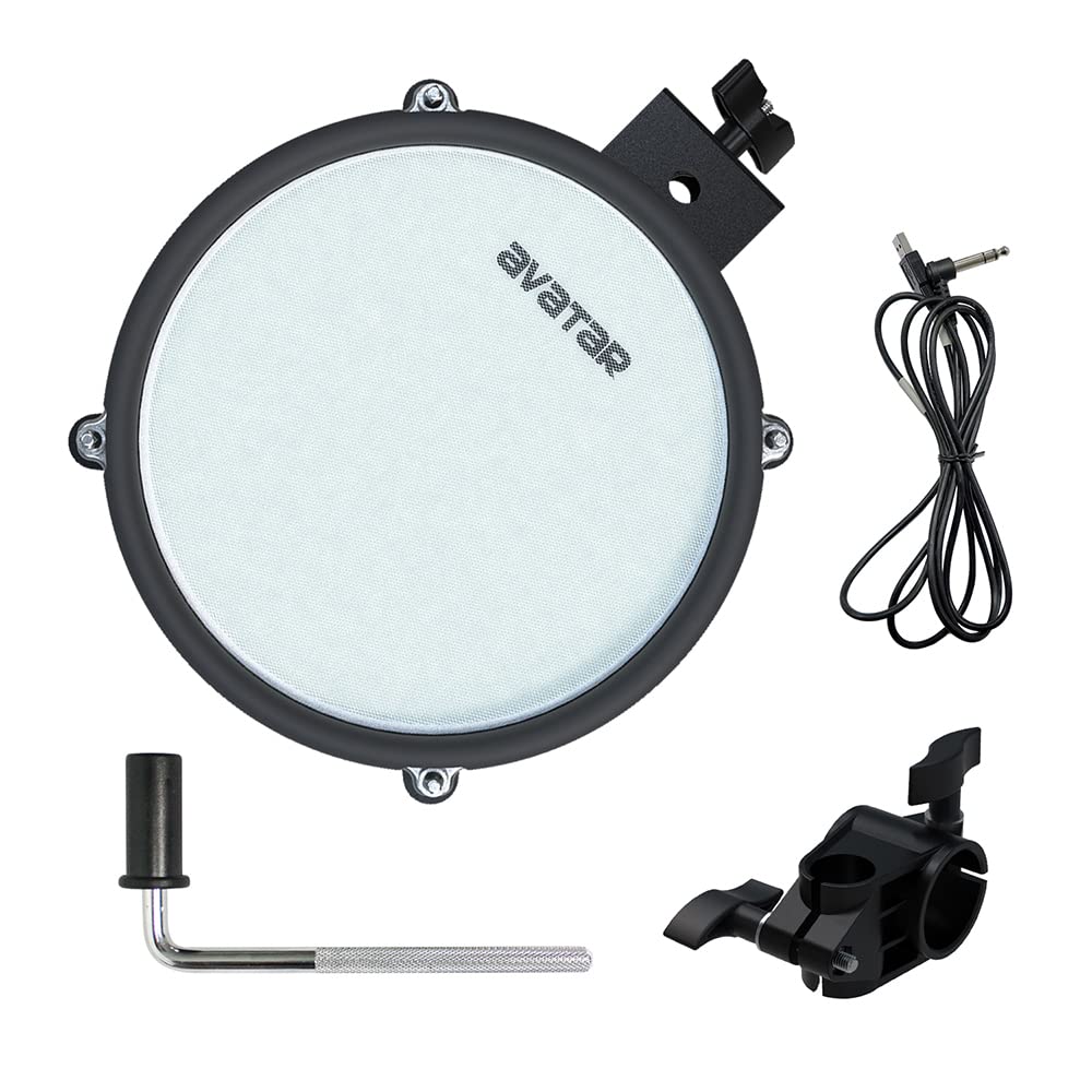 HXW Paquete De Pads De Tom/Snare Con Cabeza De Malla De Zona Dual Para Batería Electrónica, 8 Pulgadas Paquete De Pads De Batería De 8" Negro