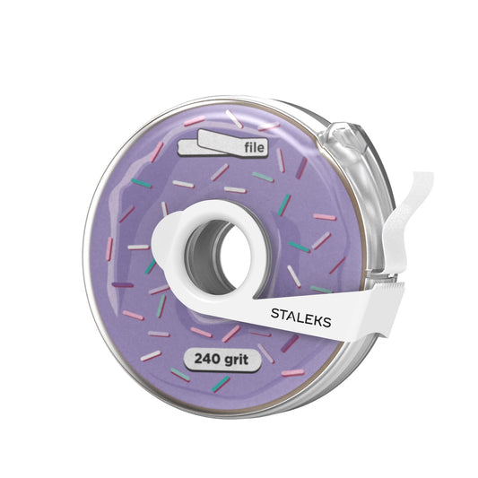 STALEKS PRO BOBBINAIL Dispensador de limas de dona con recarga de limas adhesivas blancas Expert (Donas + Recarga) (Grano 240)