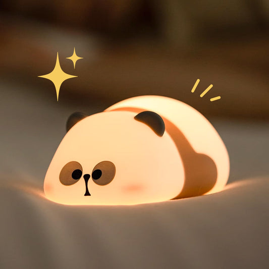 KUAEAY Luz de Noche de Pan-da para Bebé, Silicona Luz Nocturna Infantil, Lampara USB Recargable Portatil para Niños Habitación,3 Regulación, Linda Luz Nocturna para Dormir Lactancia, Decoración